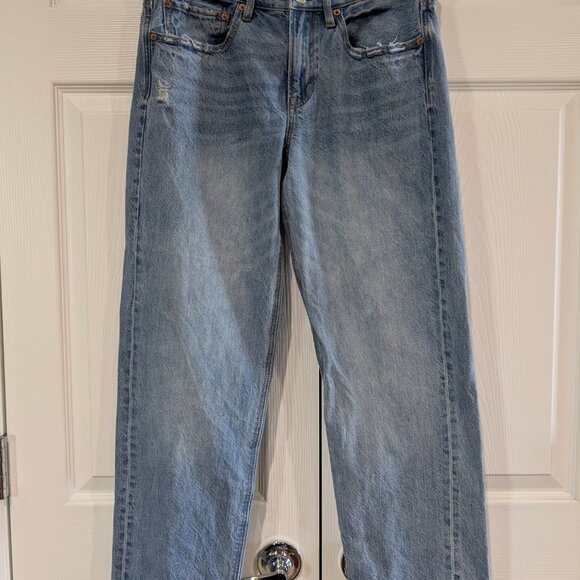 American Eagle Women's '90s Low-Rise Straight Jeans, Size 6 Short, Distressed - Picture 2 of 14